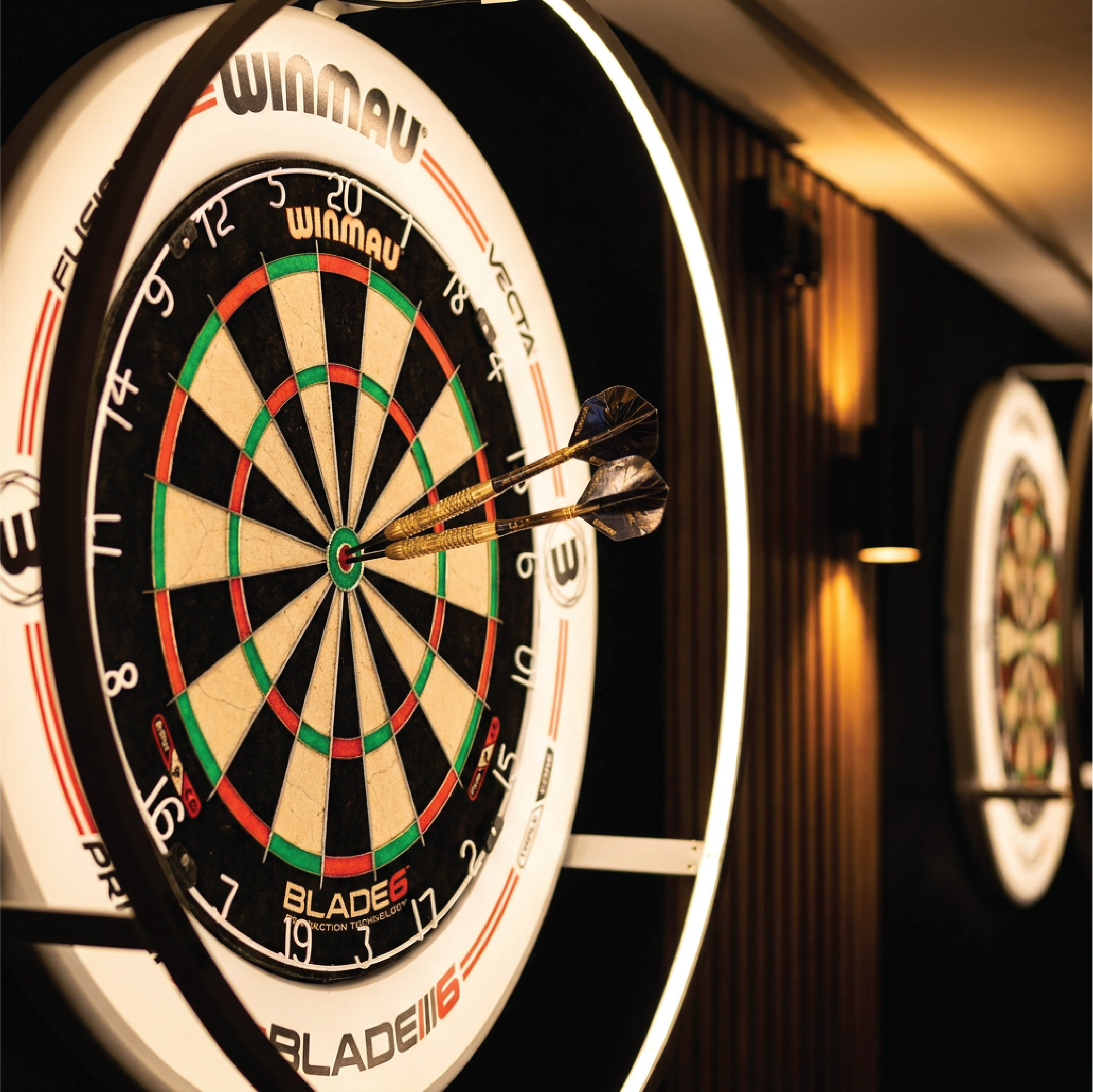 darts board close up 19th hole golf lounge